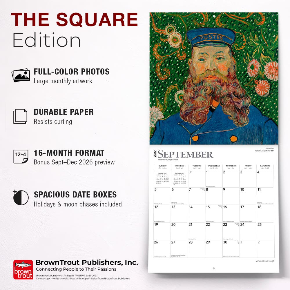 Vincent van Gogh | 2027 12 x 24 Inch (Hanging) Monthly Square Wall Calendar