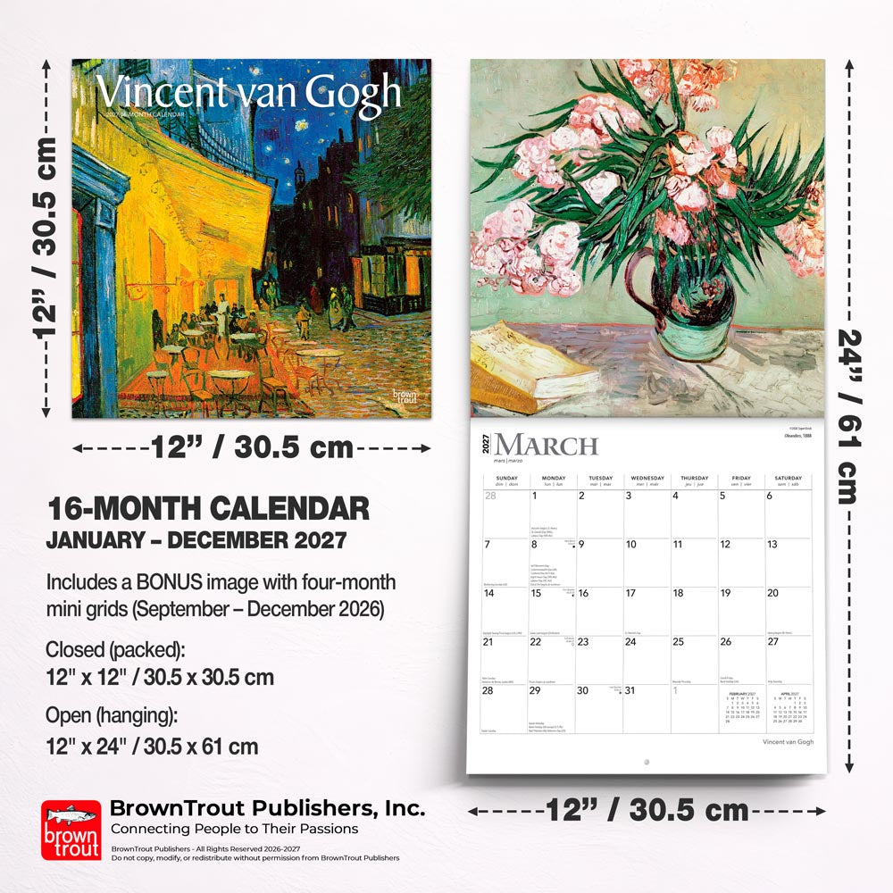 Vincent van Gogh | 2027 12 x 24 Inch (Hanging) Monthly Square Wall Calendar