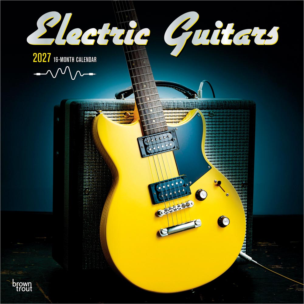 Electric Guitars | 2027 12 x 24 Inch (Hanging) Monthly Square Wall Calendar | Foil Stamped Cover