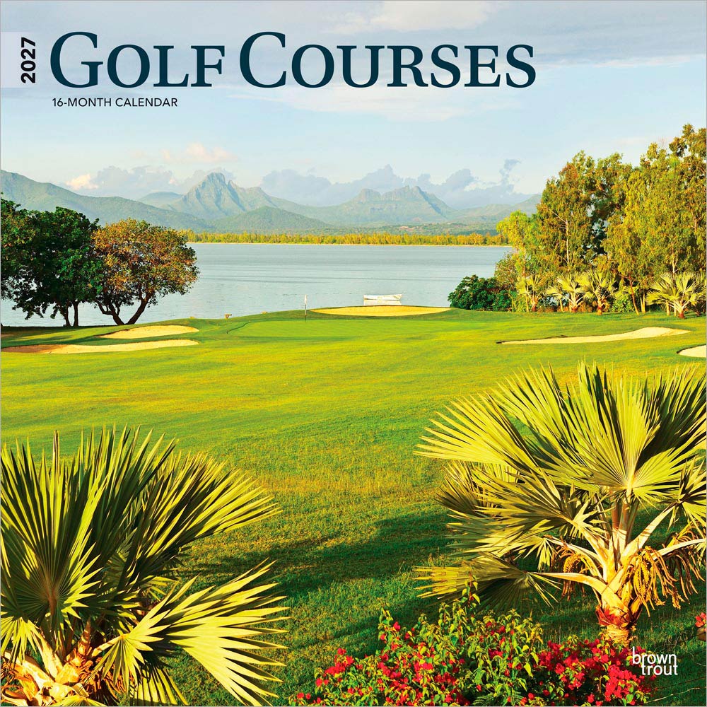 Golf Courses | 2027 12 x 24 Inch (Hanging) Monthly Square Wall Calendar