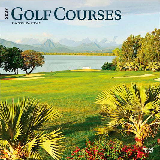Golf Courses | 2027 12 x 24 Inch (Hanging) Monthly Square Wall Calendar