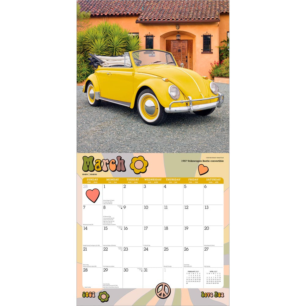 Love Bug | 2027 12 x 24 Inch (Hanging) Monthly Square Wall Calendar