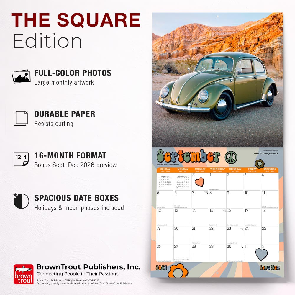 Love Bug | 2027 12 x 24 Inch (Hanging) Monthly Square Wall Calendar