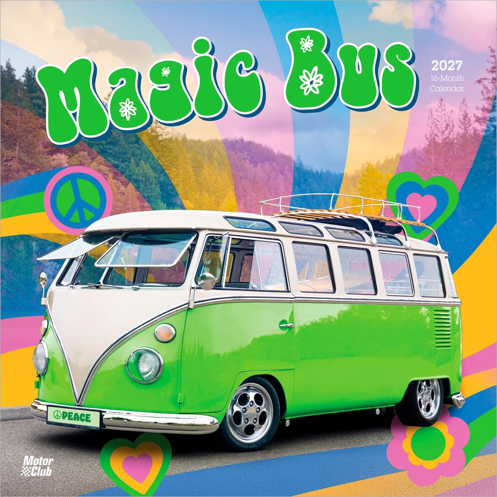 Magic Bus | 2027 12 x 24 Inch (Hanging) Monthly Square Wall Calendar