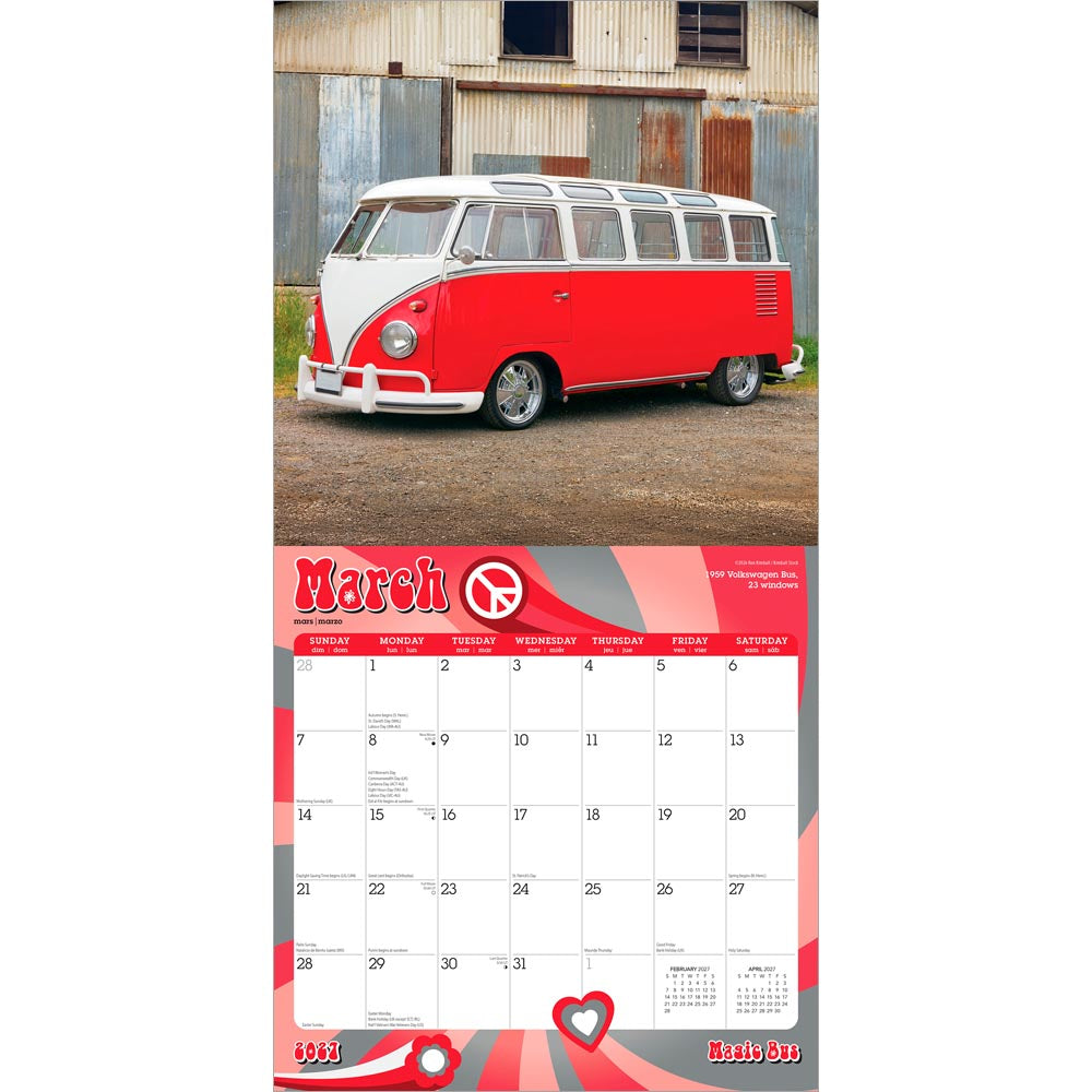 Magic Bus | 2027 12 x 24 Inch (Hanging) Monthly Square Wall Calendar