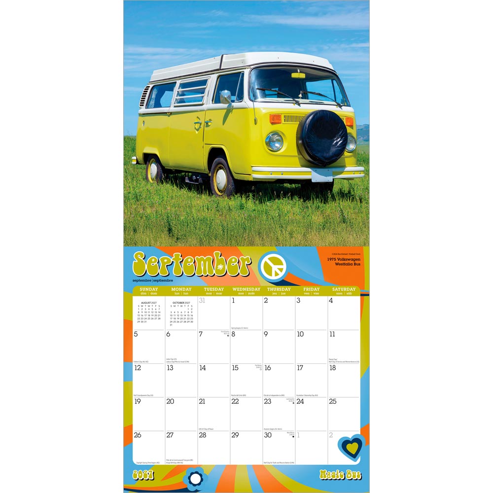 Magic Bus | 2027 12 x 24 Inch (Hanging) Monthly Square Wall Calendar