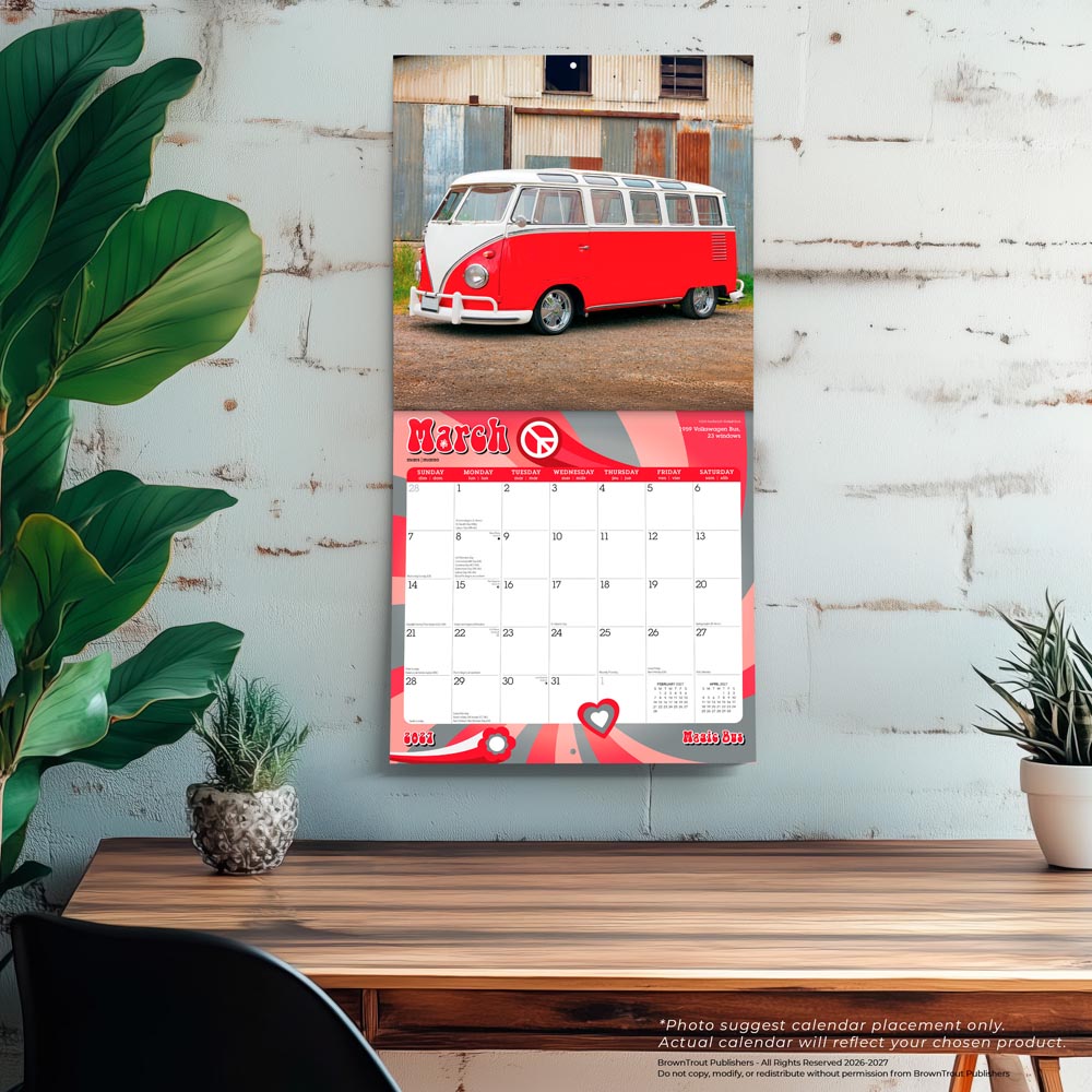 Magic Bus | 2027 12 x 24 Inch (Hanging) Monthly Square Wall Calendar