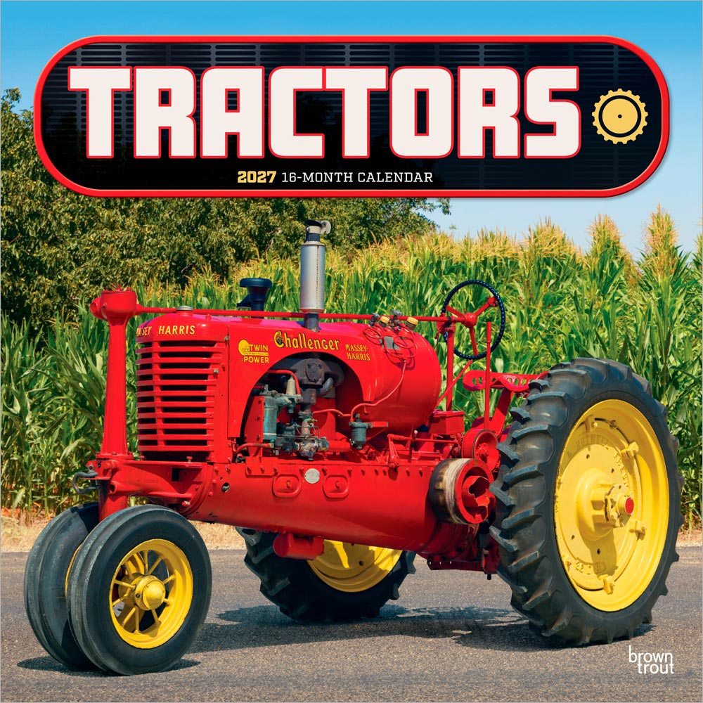 Tractors | 2027 12 x 24 Inch (Hanging) Monthly Square Wall Calendar