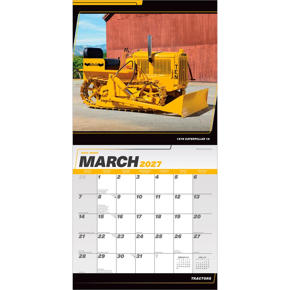 Tractors | 2027 12 x 24 Inch (Hanging) Monthly Square Wall Calendar