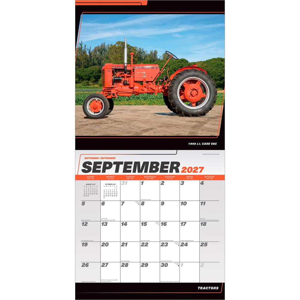 Tractors | 2027 12 x 24 Inch (Hanging) Monthly Square Wall Calendar