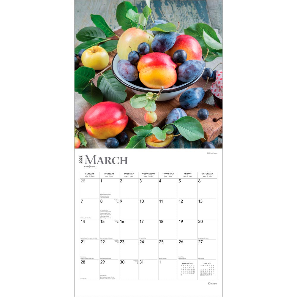Kitchen | 2027 12 x 24 Inch (Hanging) Monthly Square Wall Calendar