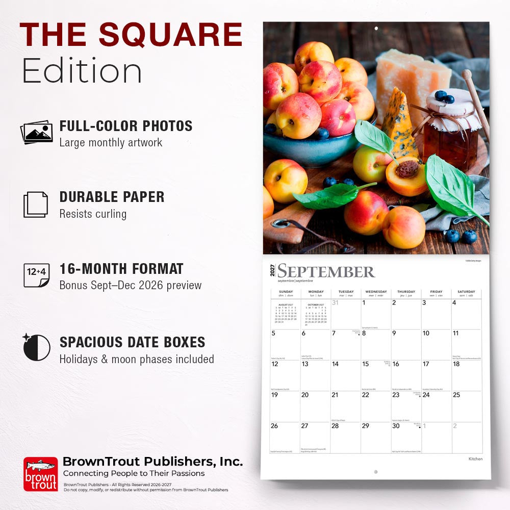 Kitchen | 2027 12 x 24 Inch (Hanging) Monthly Square Wall Calendar