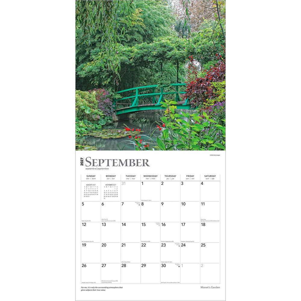 Monet's Garden | 2027 12 x 24 Inch (Hanging) Monthly Square Wall Calendar