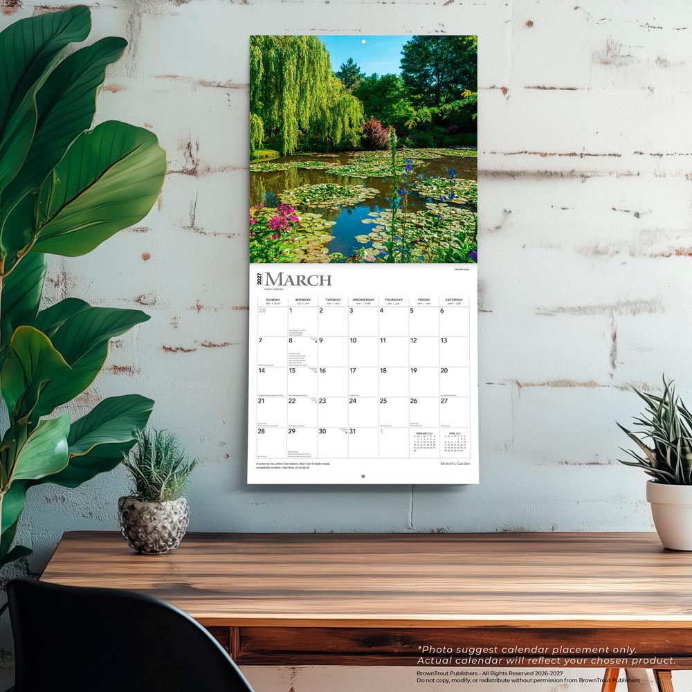Monet's Garden | 2027 12 x 24 Inch (Hanging) Monthly Square Wall Calendar