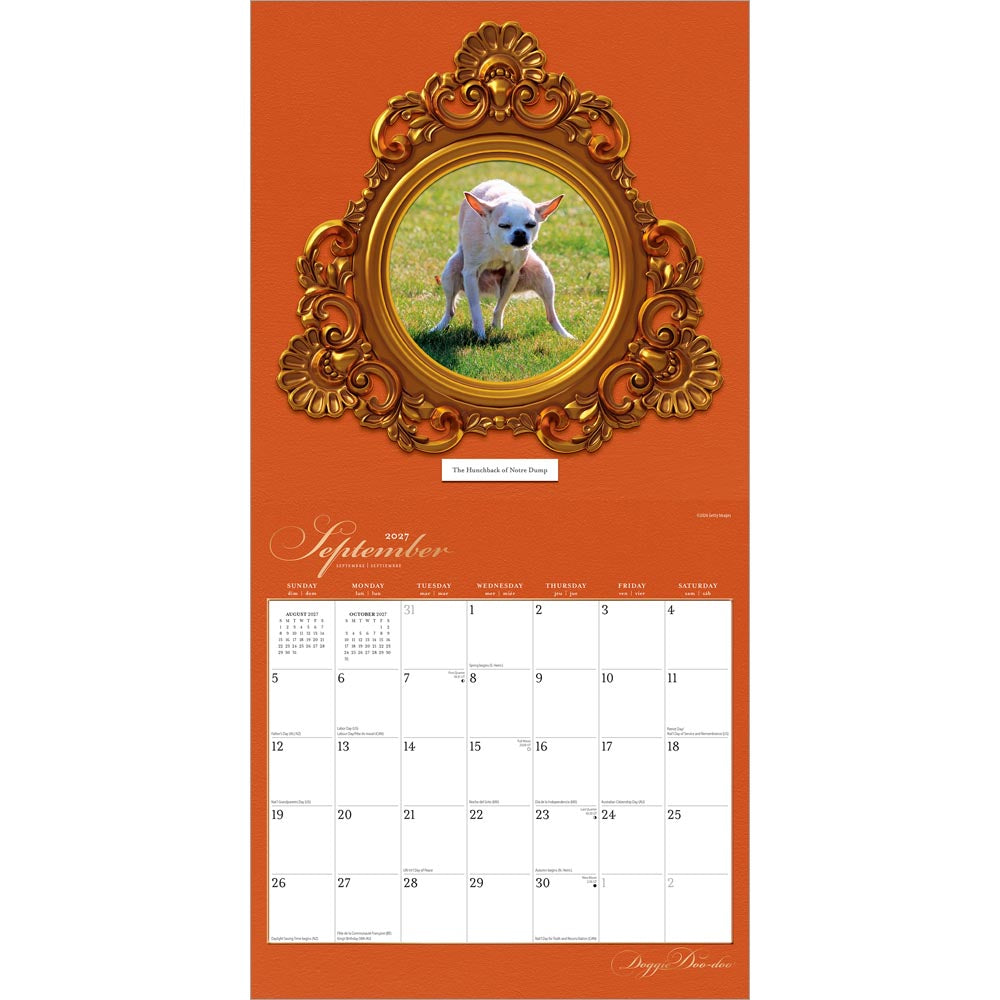 Doggie Doo Doo | 2027 12 x 24 Inch (Hanging) Monthly Square Wall Calendar