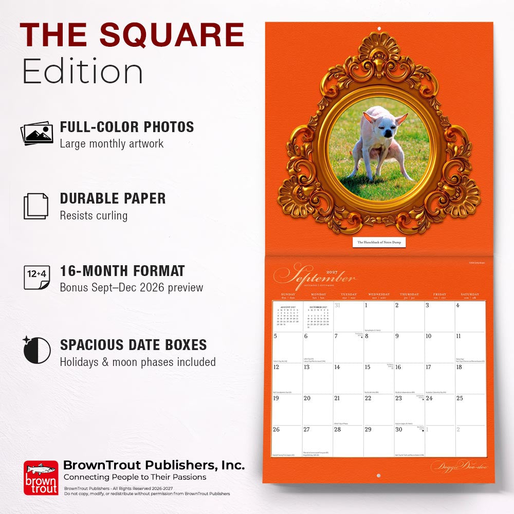 Doggie Doo Doo | 2027 12 x 24 Inch (Hanging) Monthly Square Wall Calendar