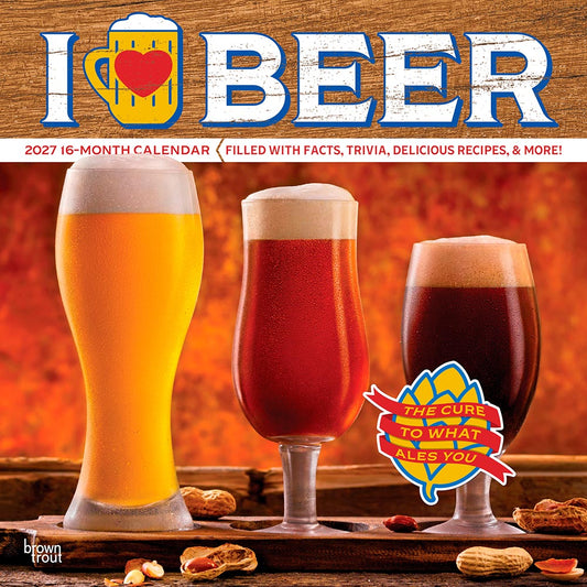 I Love Beer | 2027 12 x 24 Inch (Hanging) Monthly Square Wall Calendar