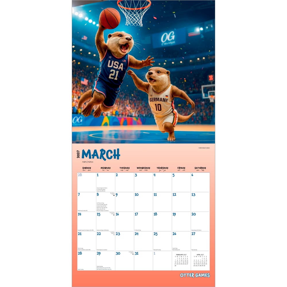 Otter Games | 2027 12 x 24 Inch (Hanging) Monthly Square Wall Calendar