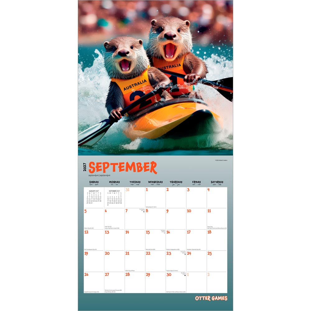 Otter Games | 2027 12 x 24 Inch (Hanging) Monthly Square Wall Calendar