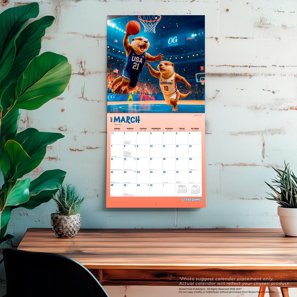 Otter Games | 2027 12 x 24 Inch (Hanging) Monthly Square Wall Calendar