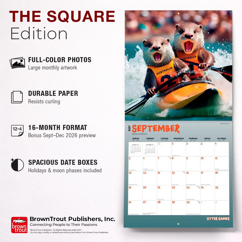 Otter Games | 2027 12 x 24 Inch (Hanging) Monthly Square Wall Calendar