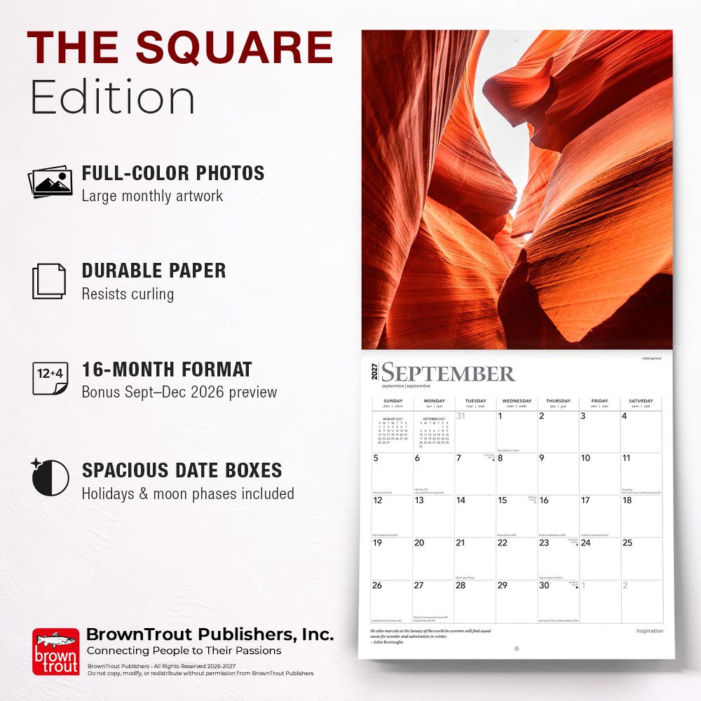 Inspiration | 2027 12 x 24 Inch (Hanging) Monthly Square Wall Calendar | Foil Stamped Cover