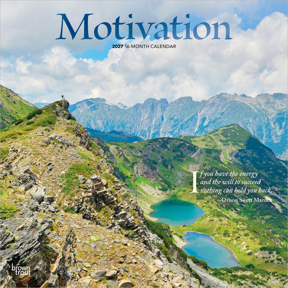Motivation | 2027 12 x 24 Inch (Hanging) Monthly Square Wall Calendar | Foil Stamped Cover