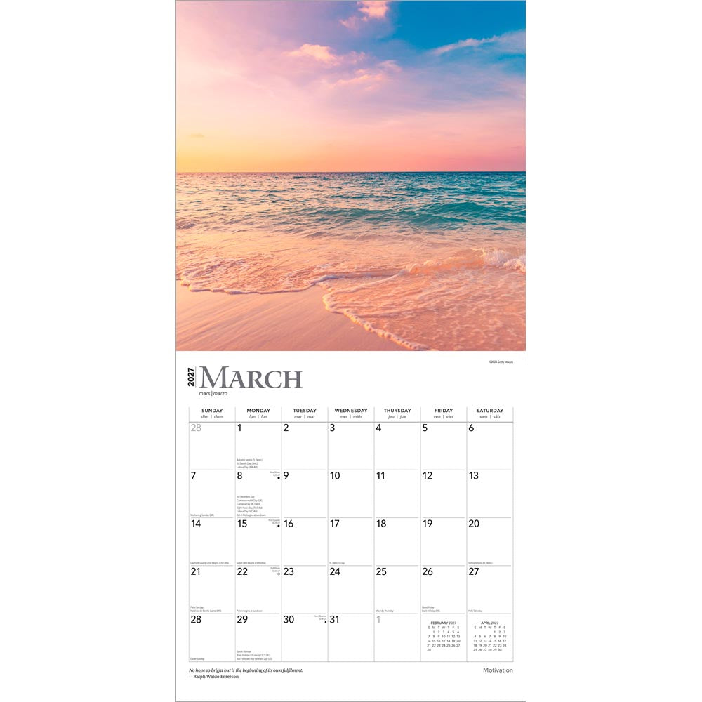 Motivation | 2027 12 x 24 Inch (Hanging) Monthly Square Wall Calendar | Foil Stamped Cover