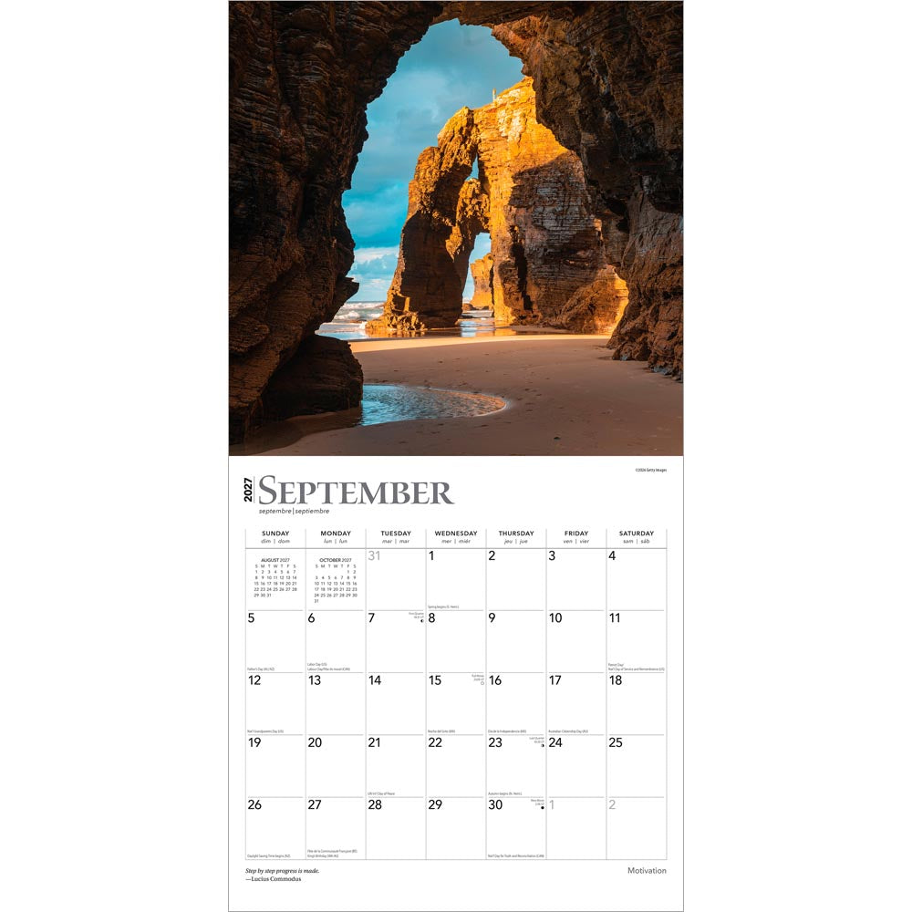 Motivation | 2027 12 x 24 Inch (Hanging) Monthly Square Wall Calendar | Foil Stamped Cover