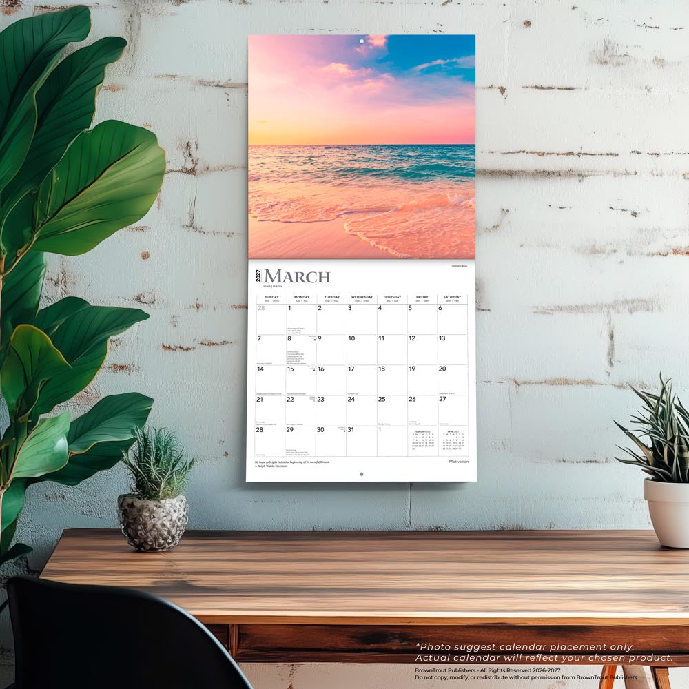 Motivation | 2027 12 x 24 Inch (Hanging) Monthly Square Wall Calendar | Foil Stamped Cover