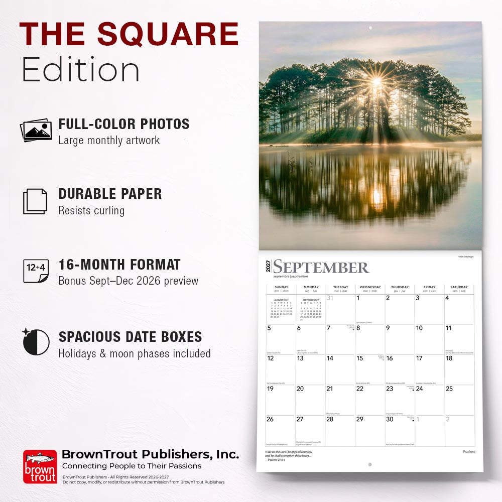 Psalms | 2027 12 x 24 Inch (Hanging) Monthly Square Wall Calendar