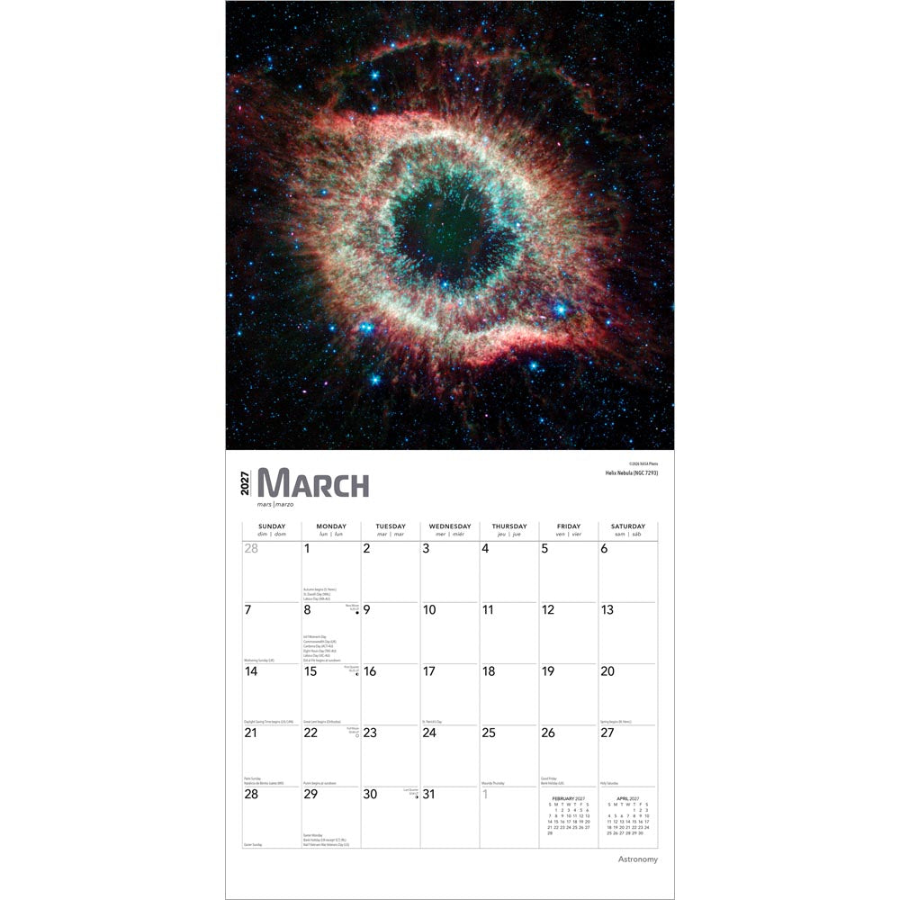Astronomy | 2027 12 x 24 Inch (Hanging) Monthly Square Wall Calendar | Foil Stamped Cover