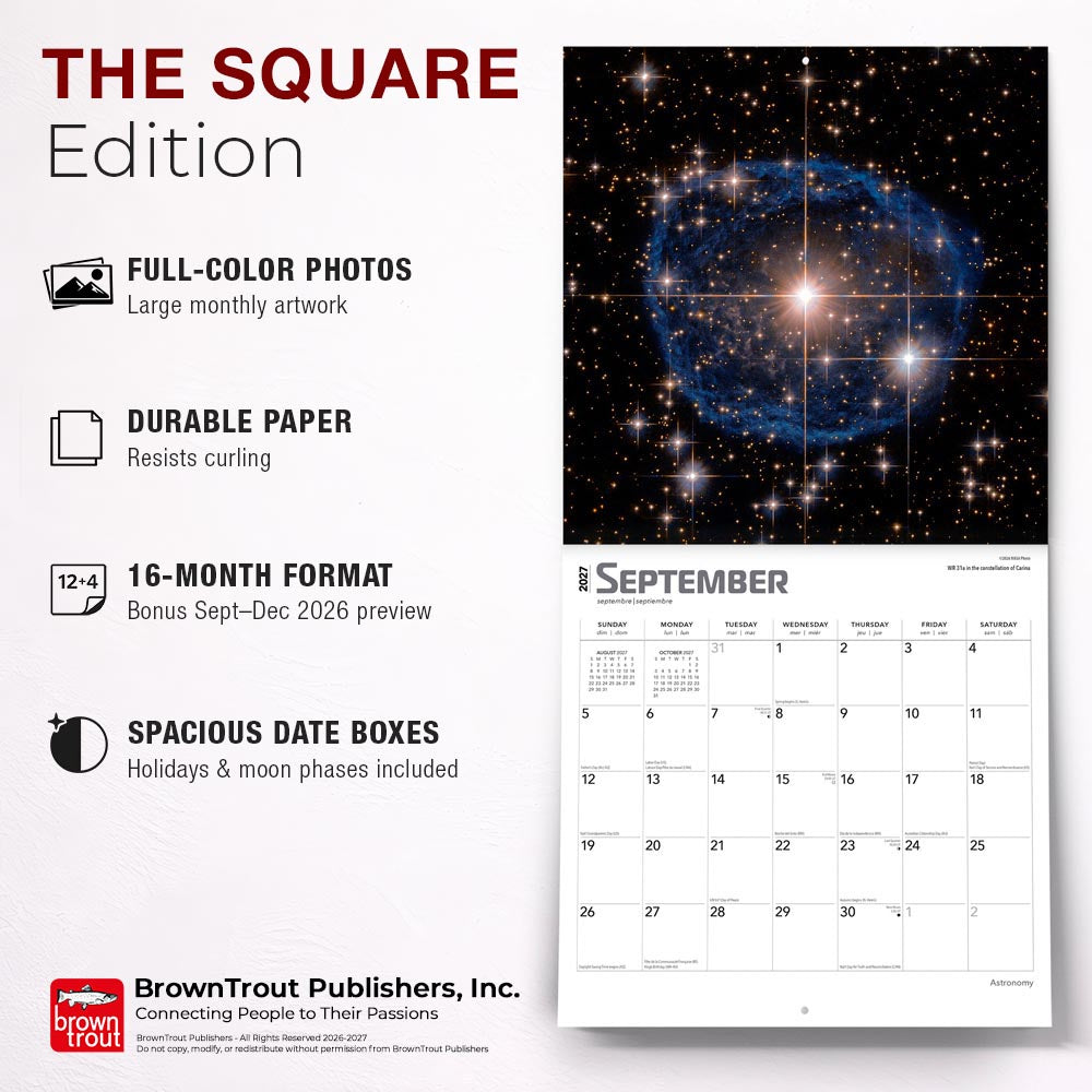 Astronomy | 2027 12 x 24 Inch (Hanging) Monthly Square Wall Calendar | Foil Stamped Cover