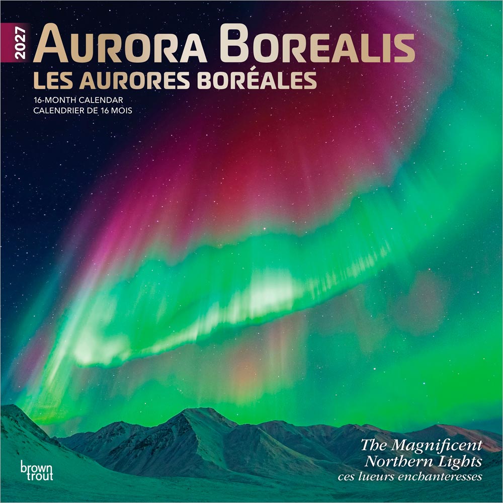 Aurora Borealis | 2027 12 x 24 Inch (Hanging) Monthly Square Wall Calendar | Foil Stamped Cover | English/French Bilingual