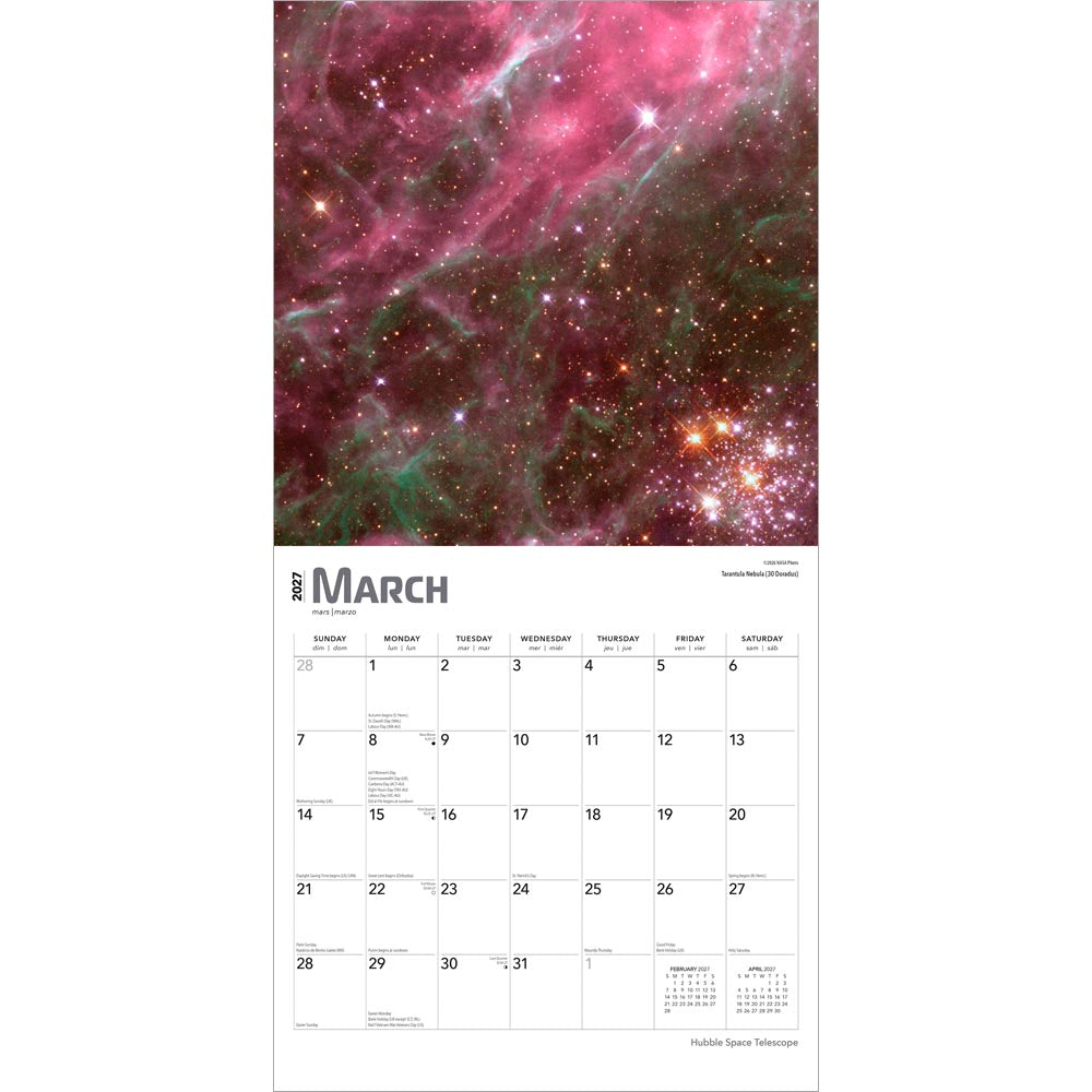 Hubble Space Telescope | 2027 12 x 24 Inch (Hanging) Monthly Square Wall Calendar | Foil Stamped Cover