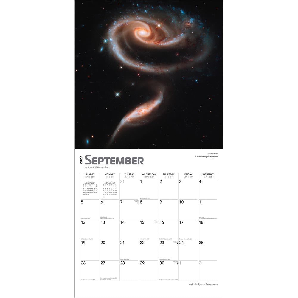 Hubble Space Telescope | 2027 12 x 24 Inch (Hanging) Monthly Square Wall Calendar | Foil Stamped Cover