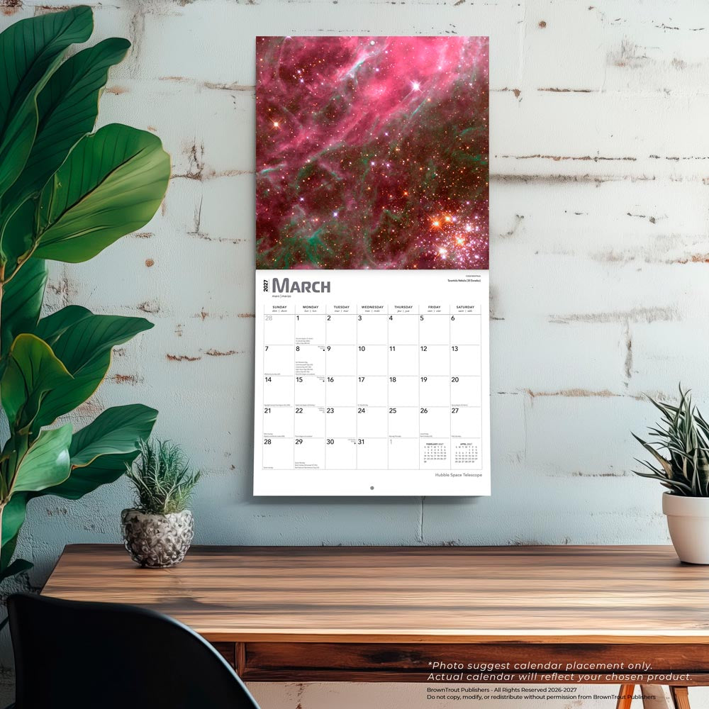 Hubble Space Telescope | 2027 12 x 24 Inch (Hanging) Monthly Square Wall Calendar | Foil Stamped Cover