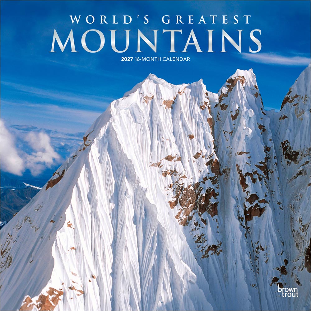 World's Greatest Mountains | 2027 12 x 24 Inch (Hanging) Monthly Square Wall Calendar | Foil Stamped Cover