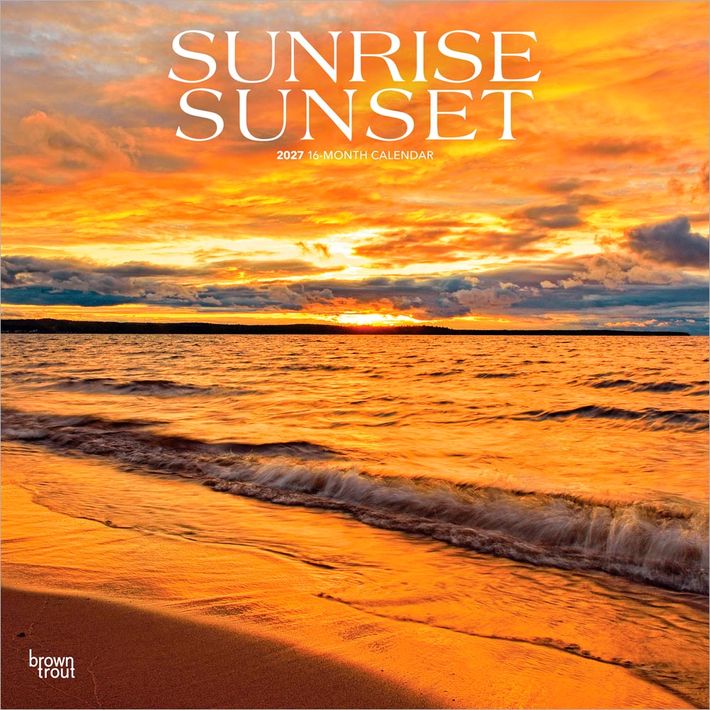 Sunrise Sunset | 2027 12 x 24 Inch (Hanging) Monthly Square Wall Calendar