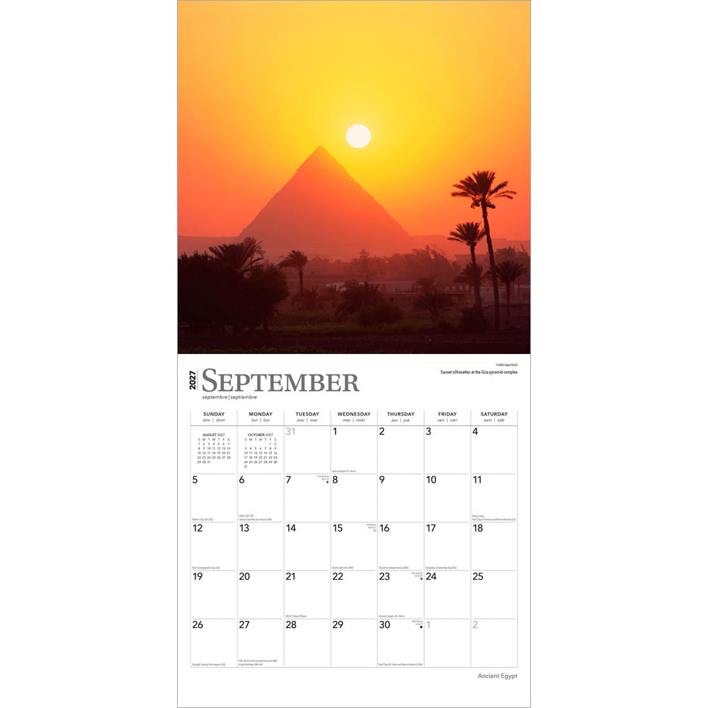 Ancient Egypt | 2027 12 x 24 Inch (Hanging) Monthly Square Wall Calendar