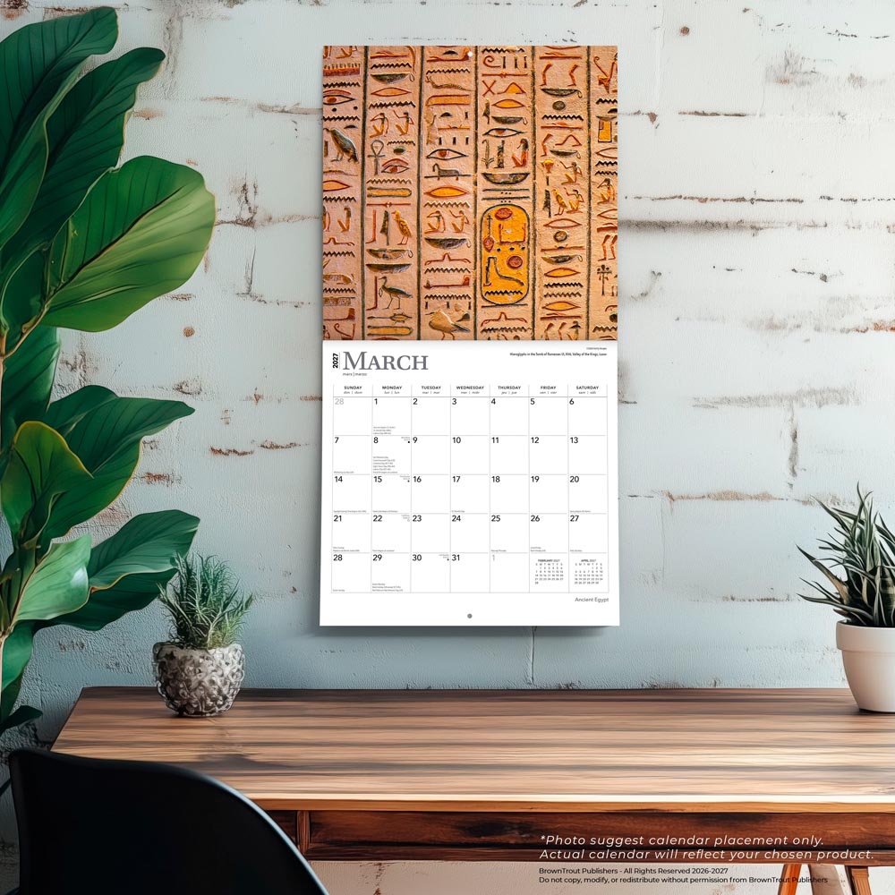Ancient Egypt | 2027 12 x 24 Inch (Hanging) Monthly Square Wall Calendar