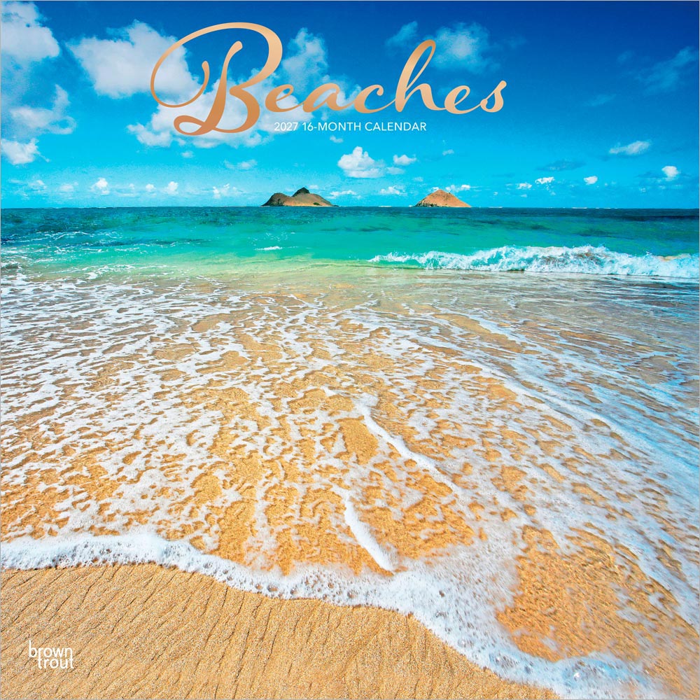 Beaches | 2027 12 x 24 Inch (Hanging) Monthly Square Wall Calendar | Foil Stamped Cover