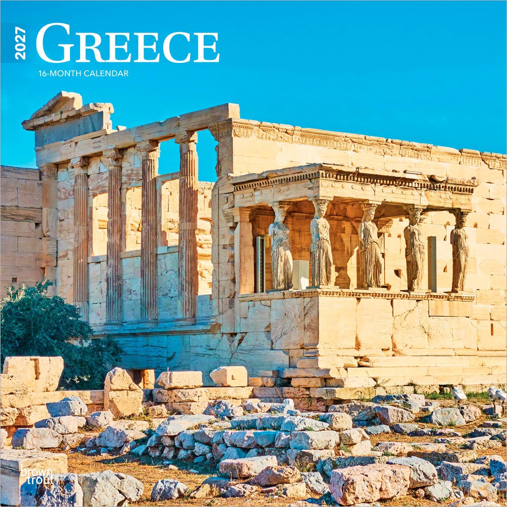 Greece | 2027 12 x 24 Inch (Hanging) Monthly Square Wall Calendar