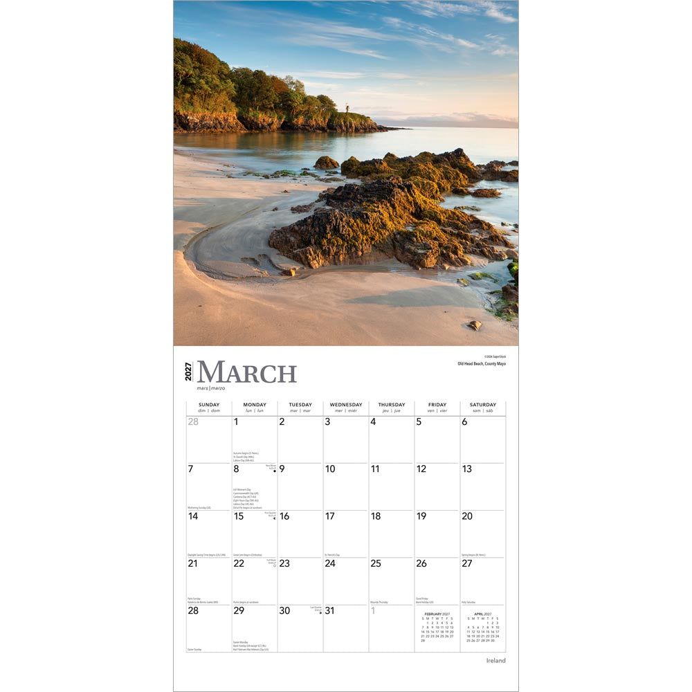 Ireland | 2027 12 x 24 Inch (Hanging) Monthly Square Wall Calendar