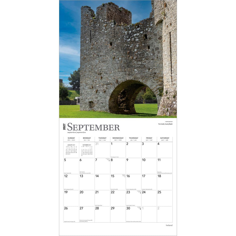 Ireland | 2027 12 x 24 Inch (Hanging) Monthly Square Wall Calendar