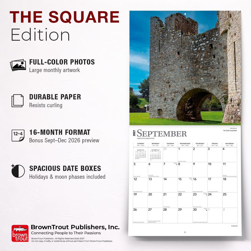 Ireland | 2027 12 x 24 Inch (Hanging) Monthly Square Wall Calendar