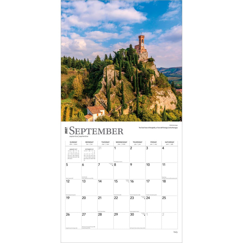 Italy | 2027 12 x 24 Inch (Hanging) Monthly Square Wall Calendar