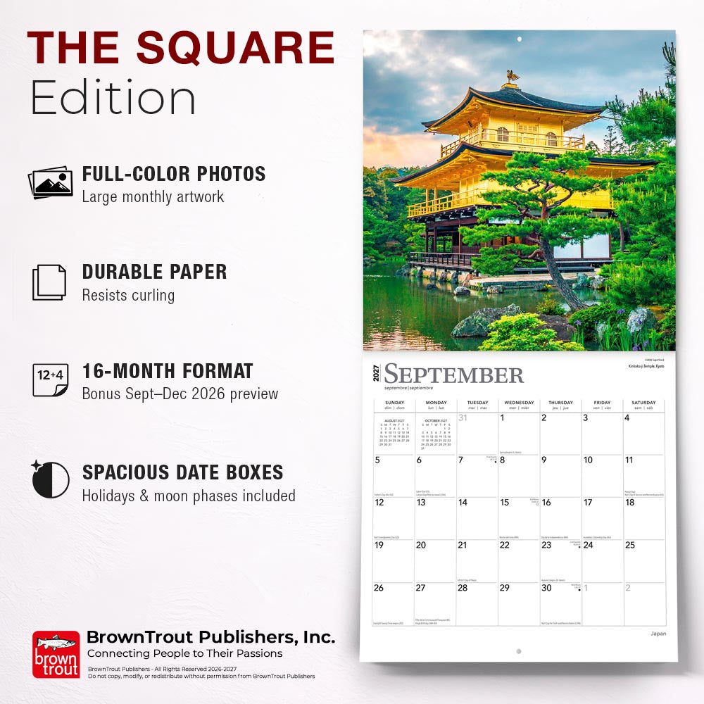 Japan | 2027 12 x 24 Inch (Hanging) Monthly Square Wall Calendar