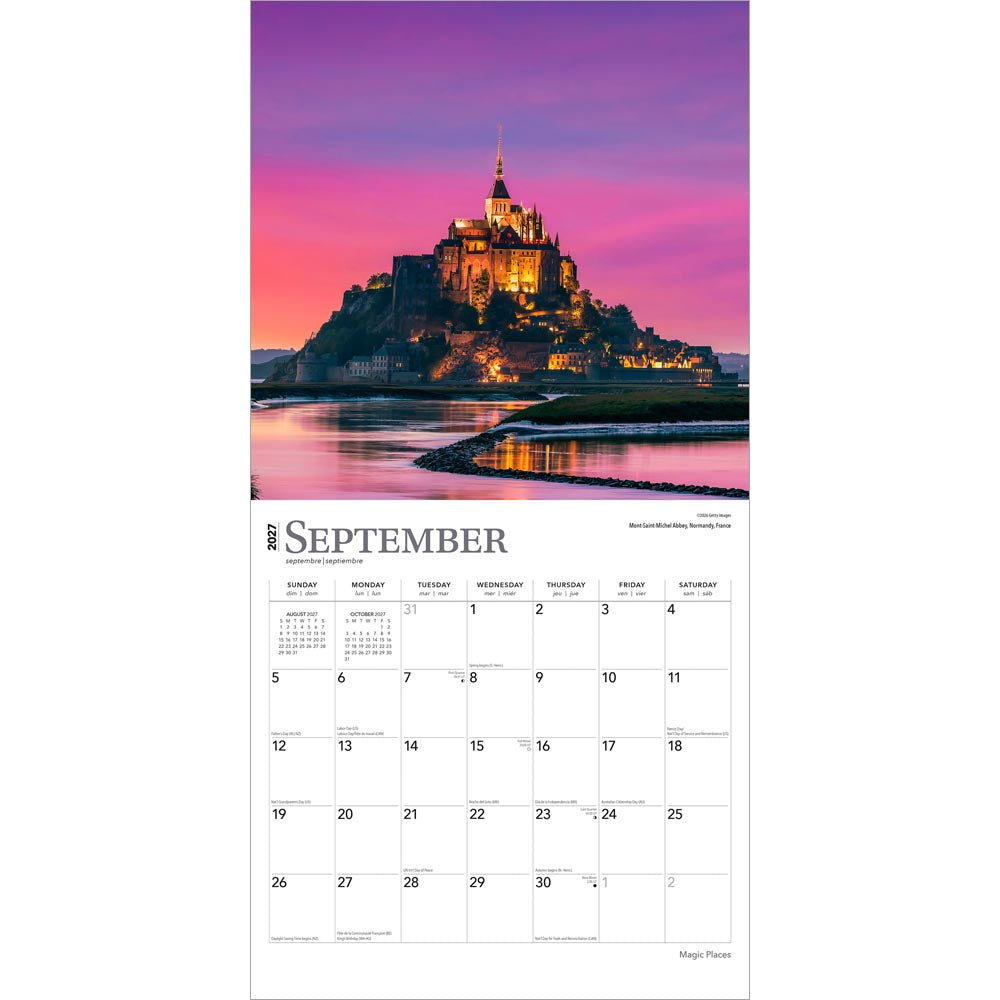 Magic Places | 2027 12 x 24 Inch (Hanging) Monthly Square Wall Calendar | Foil Stamped Cover