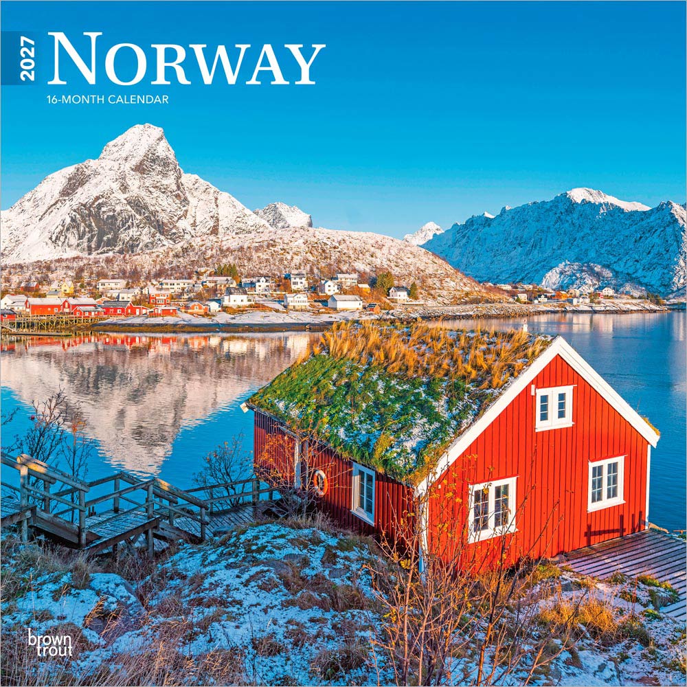 Norway | 2027 12 x 24 Inch (Hanging) Monthly Square Wall Calendar